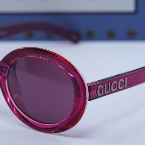 Gucci GG1722SA 004 Round Sunglasses - Shiny Transparent Dark Cyclamen main image 6